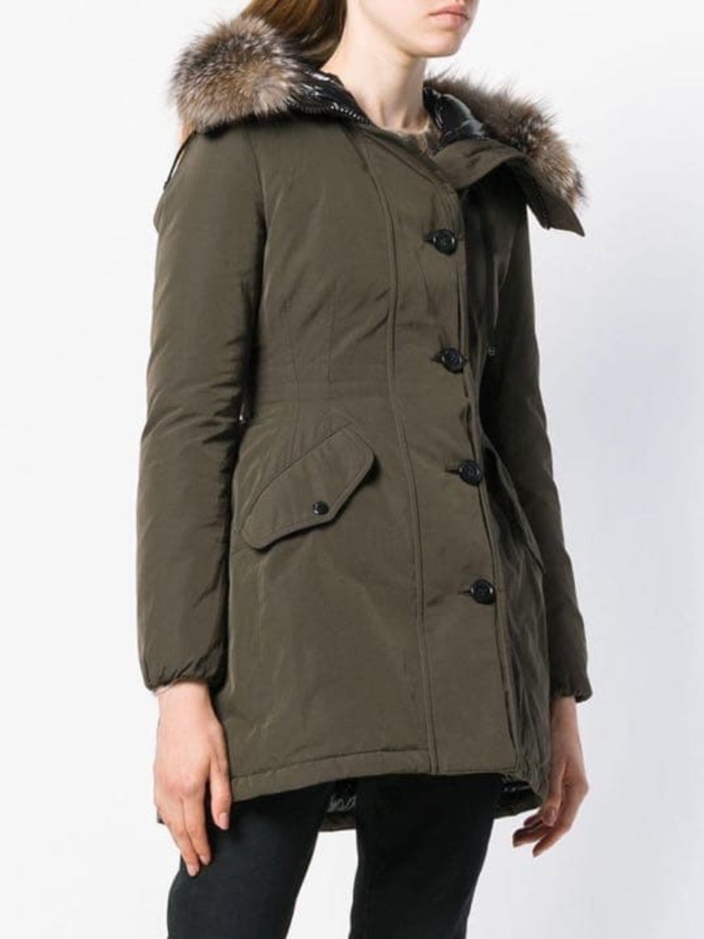 Moncler MonticoleOlive Fur-Trim Hooded Parka Jacket - Women
